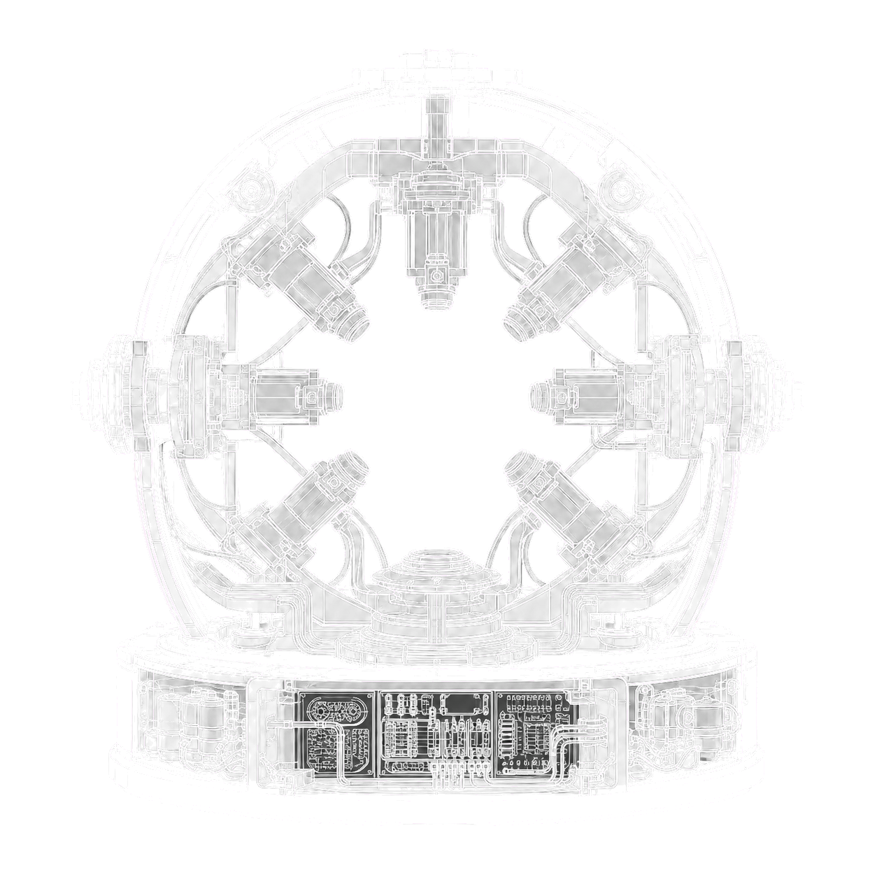 Orthographic cutaway schematic of the Heliocline Object Cradle