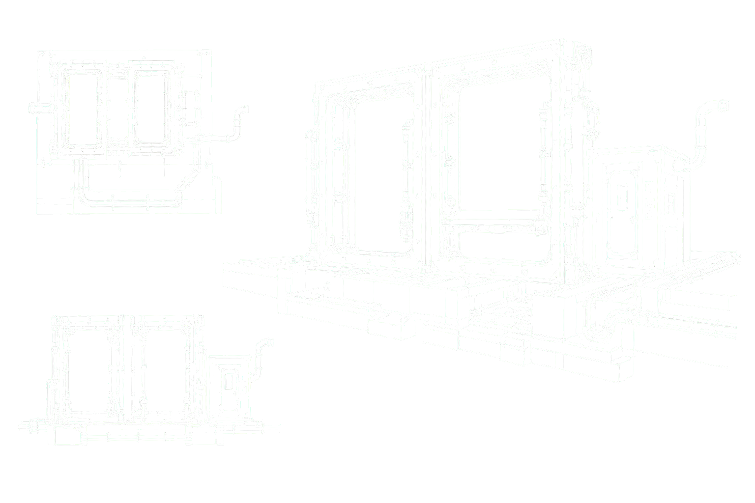 White line drawing of the Relic Works Recovery Aperture Gate